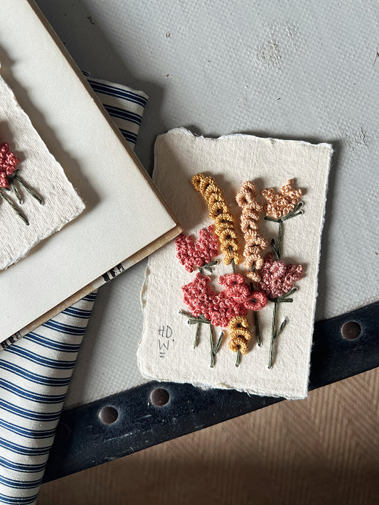 005 - Reserved For Teresa - Embroidered wild flowers on Handmade Paper.