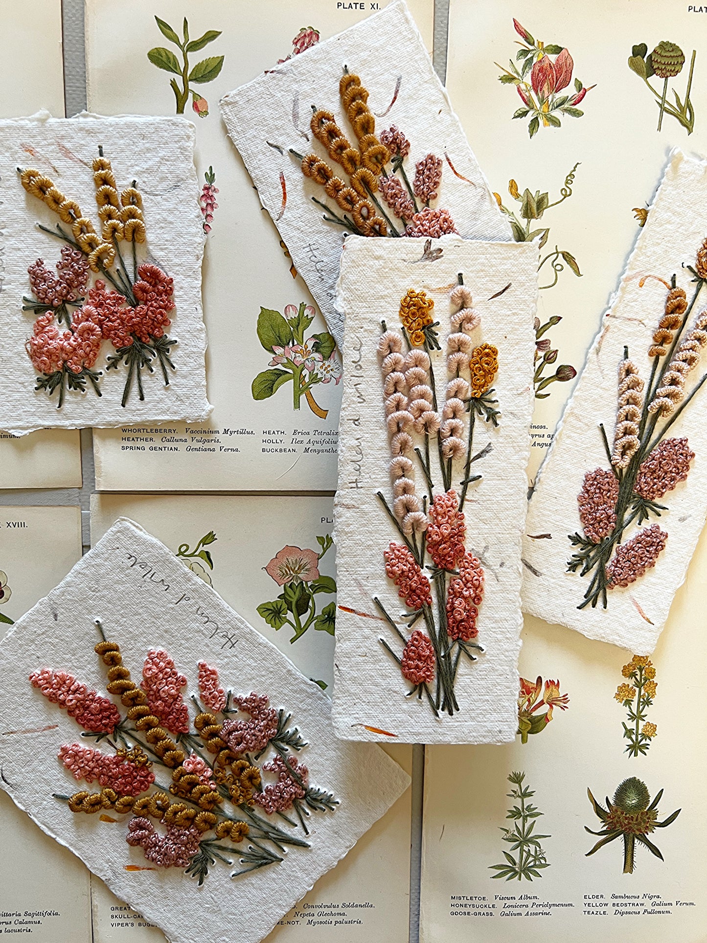 017 - Embroidered wild flowers on Handmade Paper