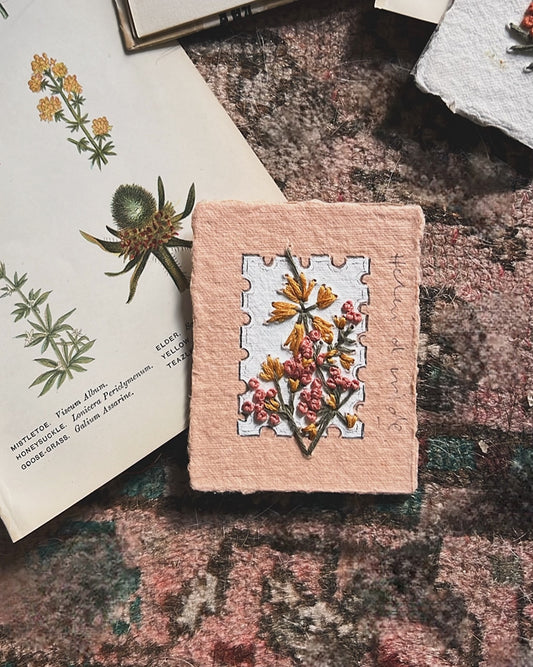 001 - Embroidered wild flowers on Handmade Paper