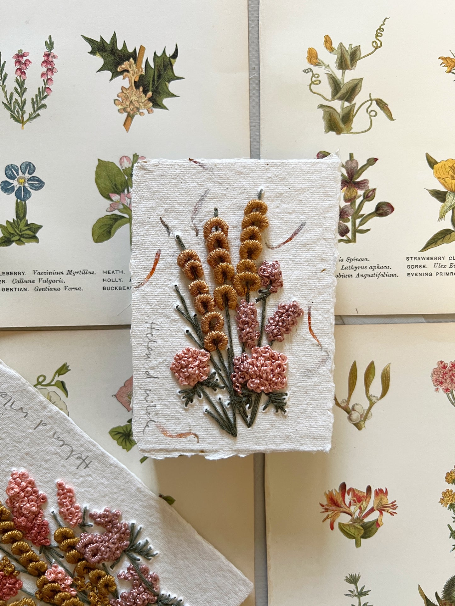 013 - Embroidered wild flowers on Handmade Paper