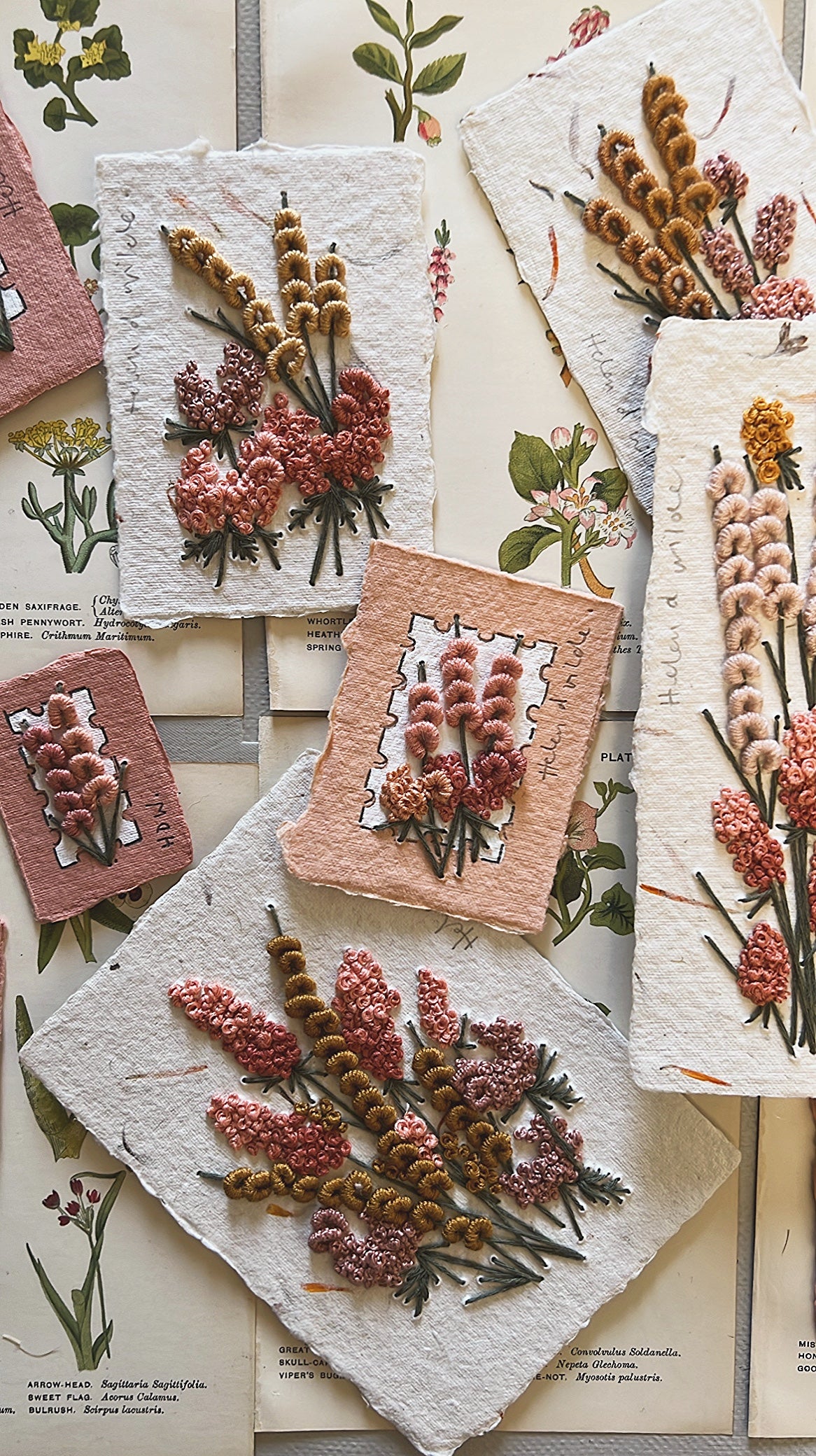 013 - Embroidered wild flowers on Handmade Paper