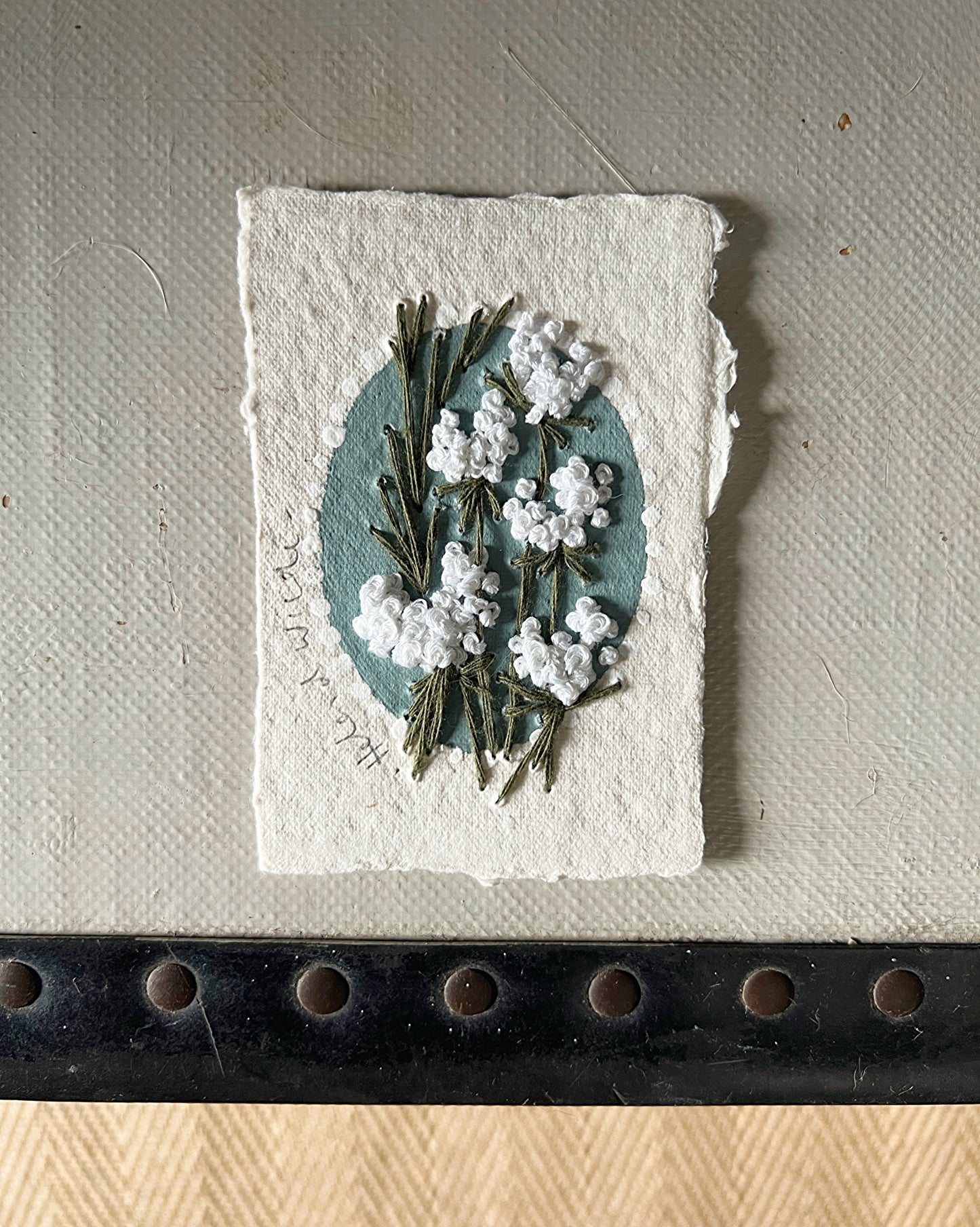 004 - Embroidered wild flowers on Handmade Paper