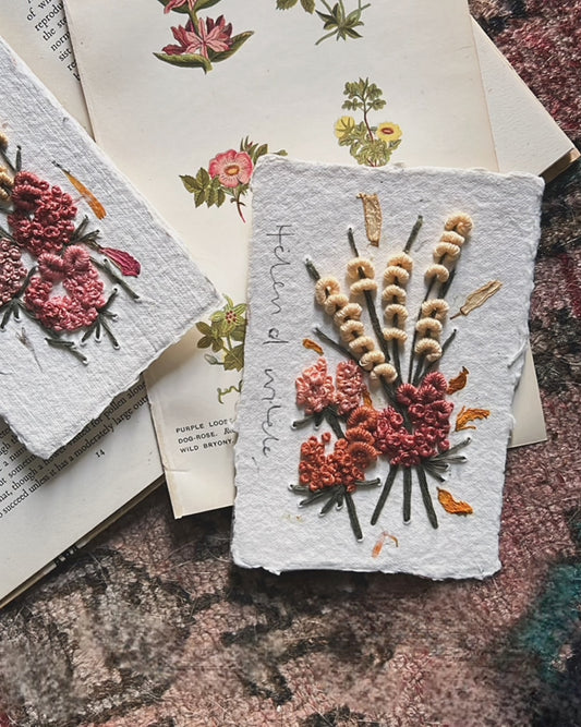 013 - Embroidered wild flowers on Handmade Paper