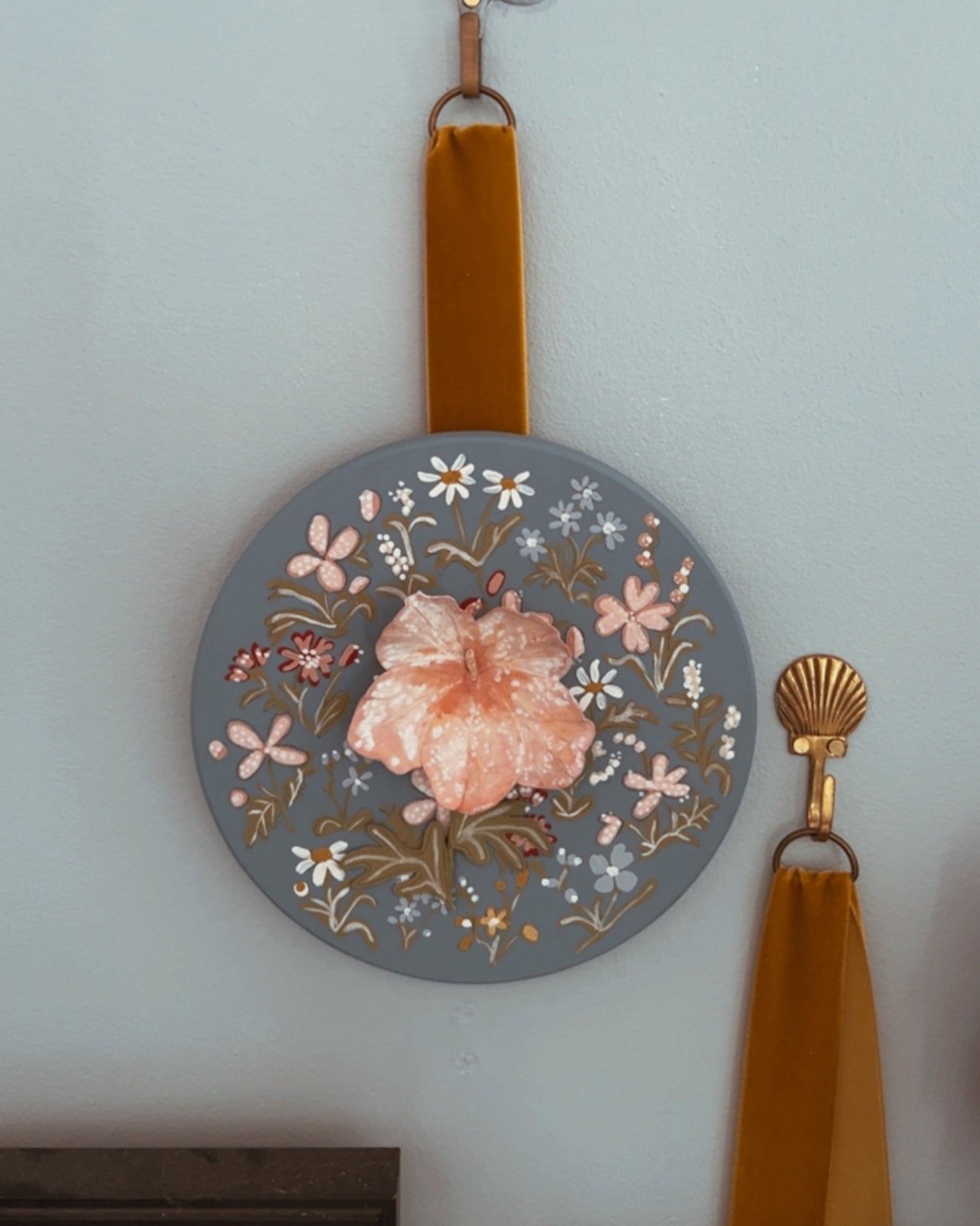 013 - Handmade Paper wild flower with painted Frame.