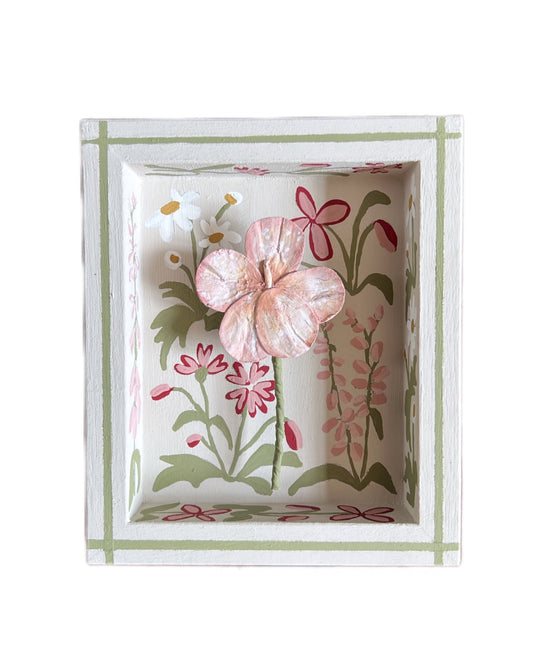 000 - Handmade Paper wild flower with painted Frame.