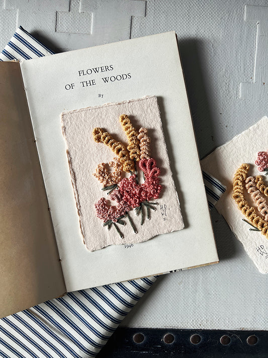 006 - Embroidered wild flowers on Handmade Paper