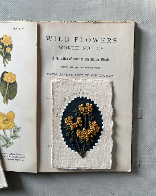 009 - Embroidered florals on Handmade wildflower Paper