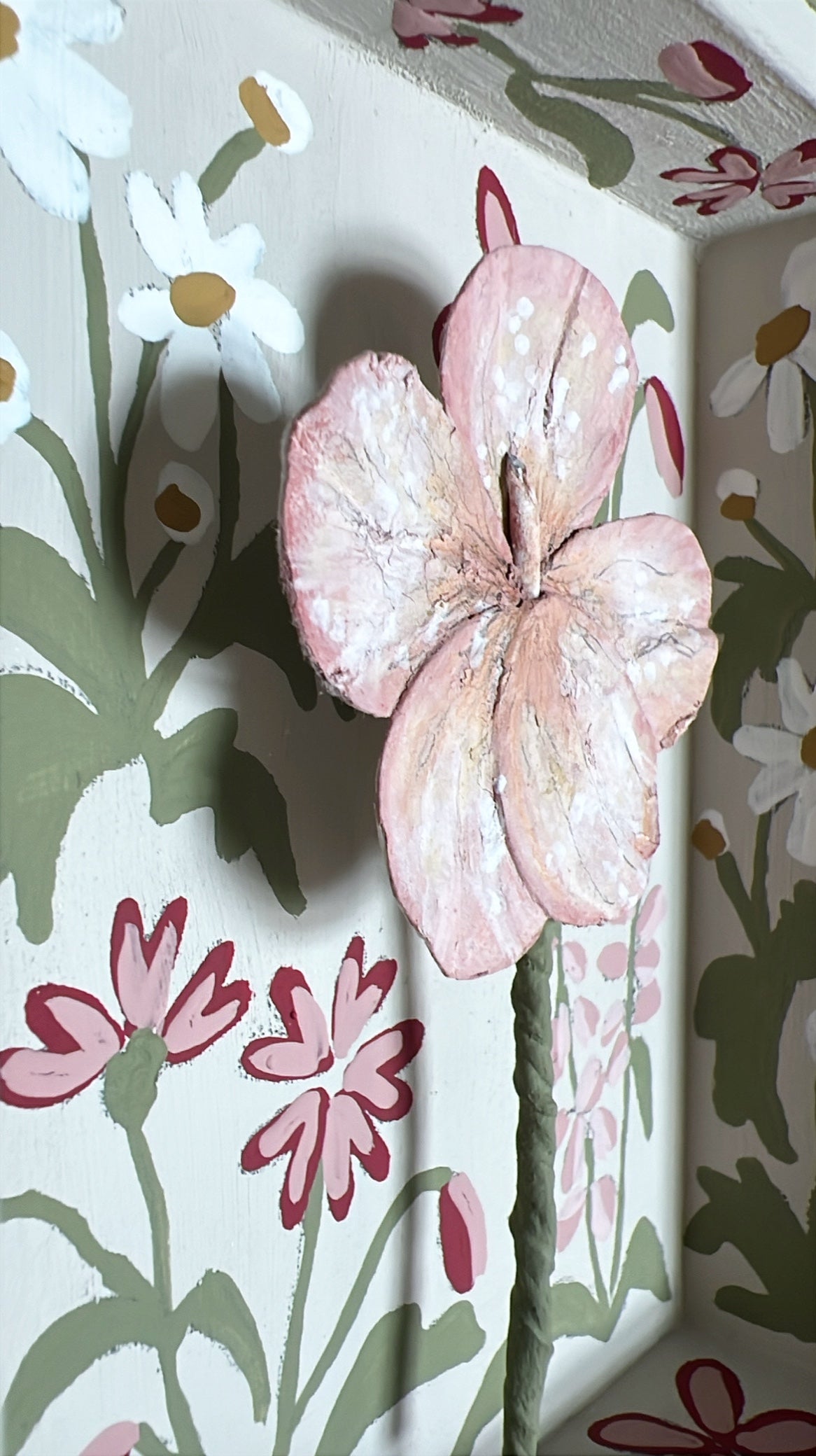 000 - Handmade Paper wild flower with painted Frame.