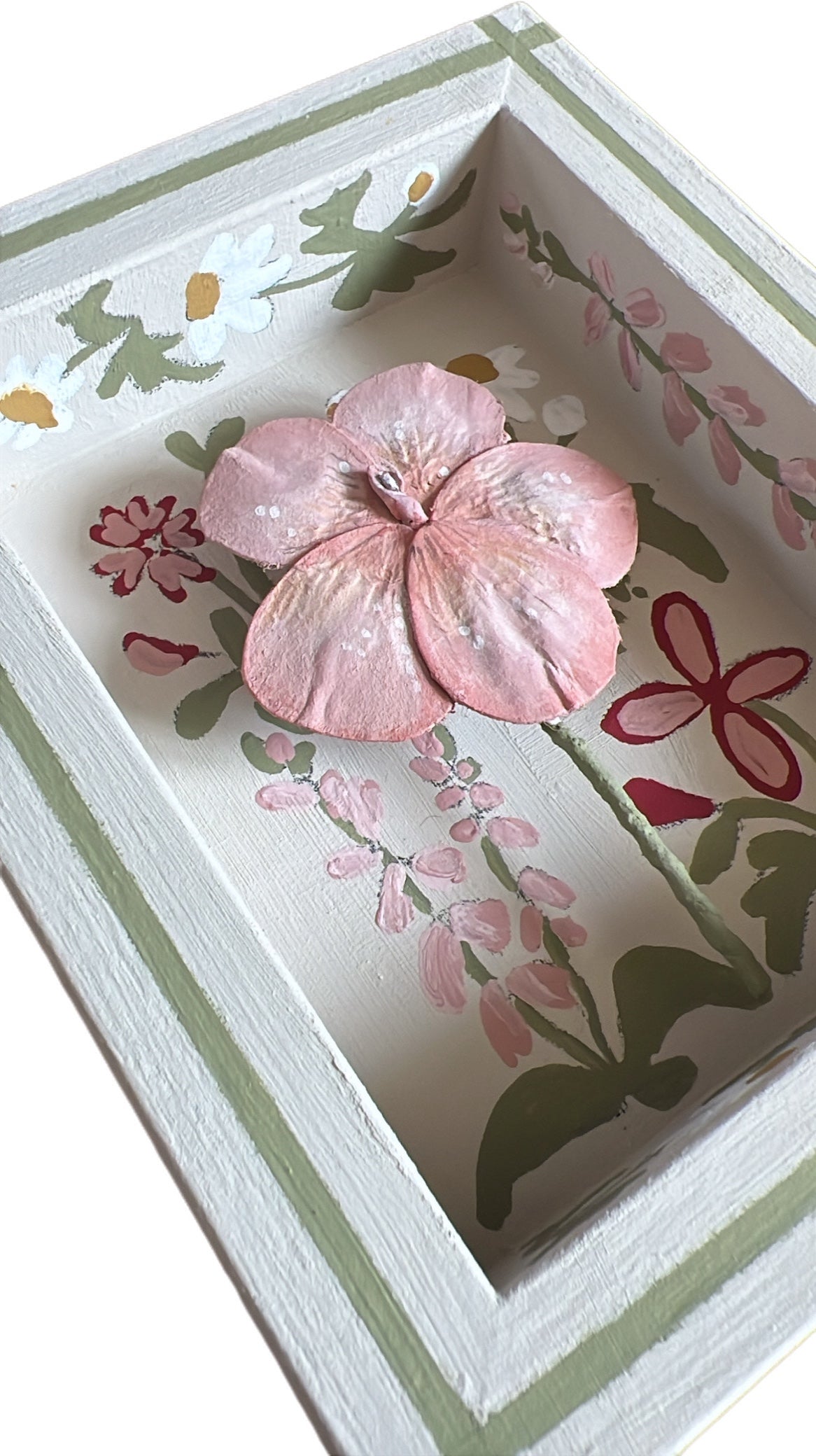 003 - Handmade Paper wild flower with painted Frame.