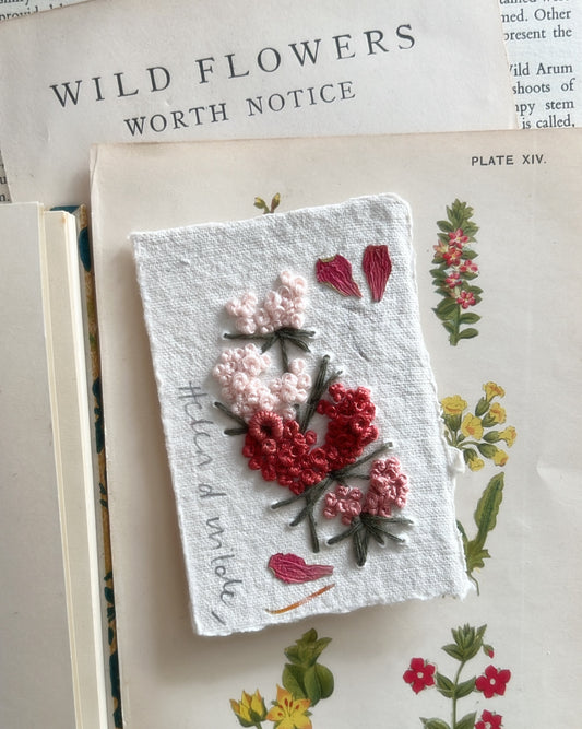 016 - Embroidered wild flowers on Handmade Paper