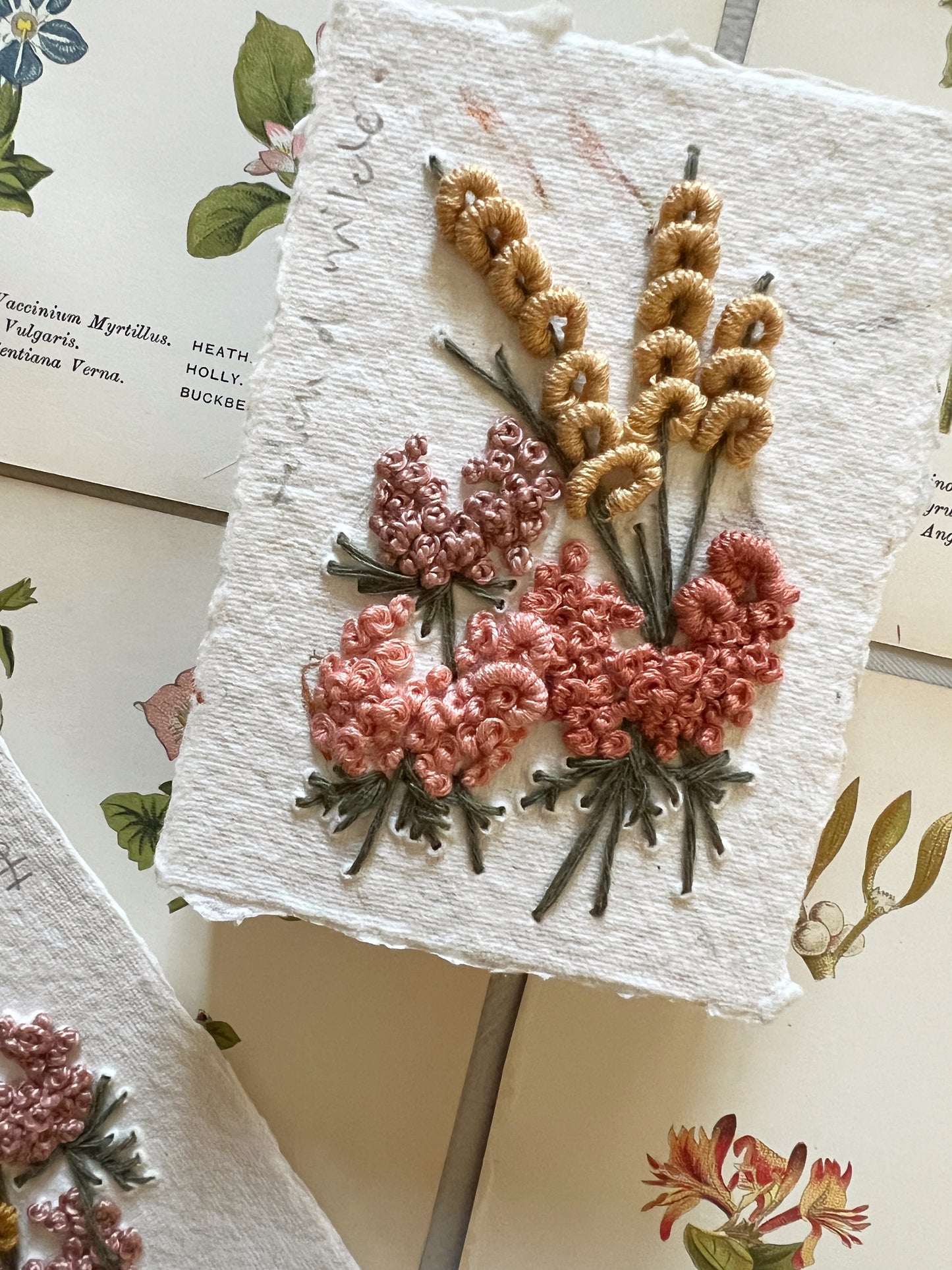 003 - Embroidered wild flowers on Handmade Paper