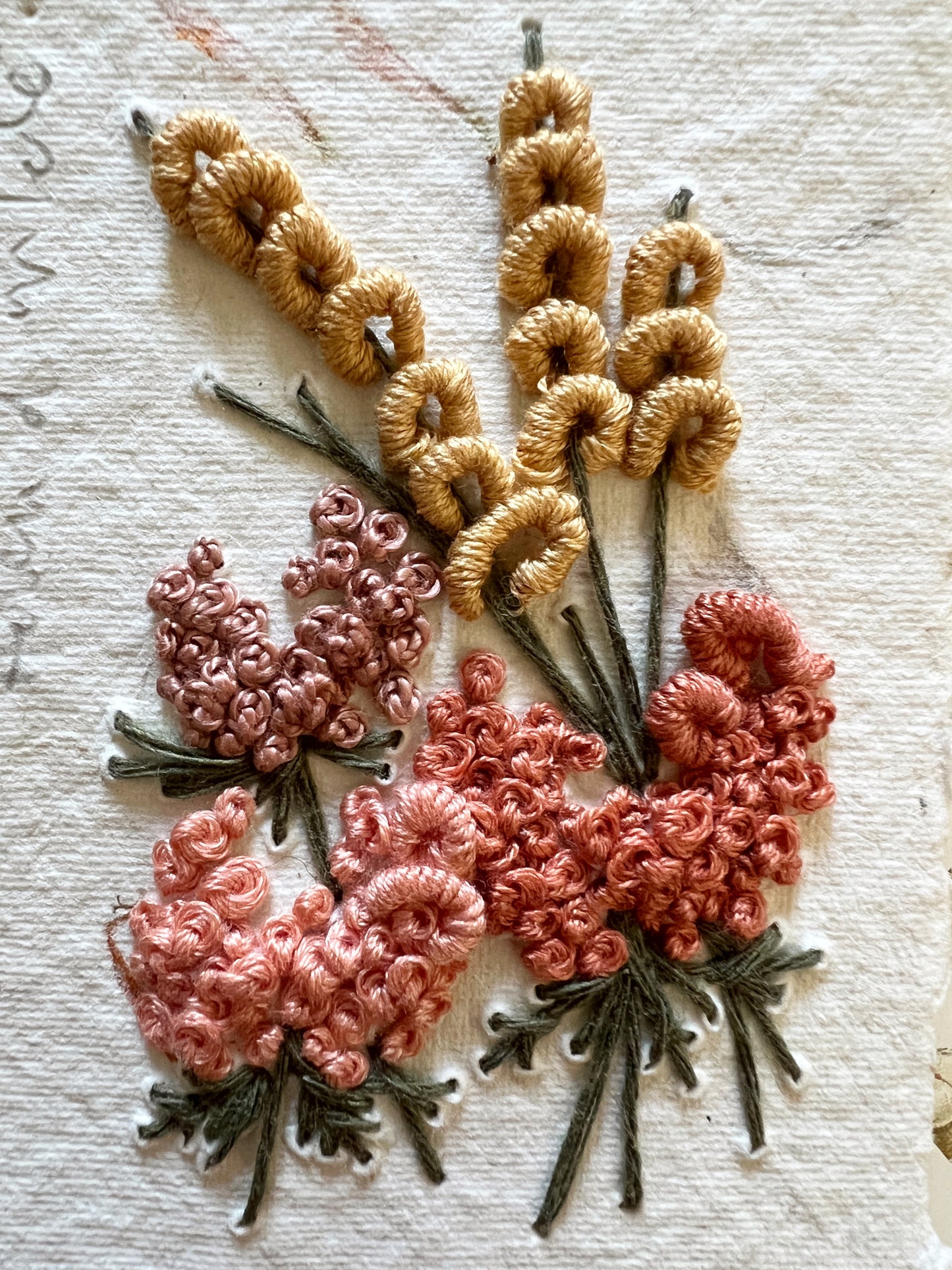003 - Embroidered wild flowers on Handmade Paper