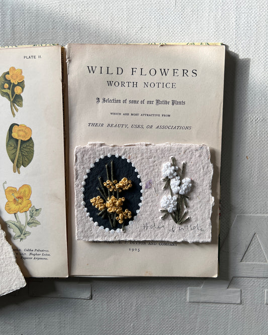 013 - Embroidered florals on Handmade wildflower Paper