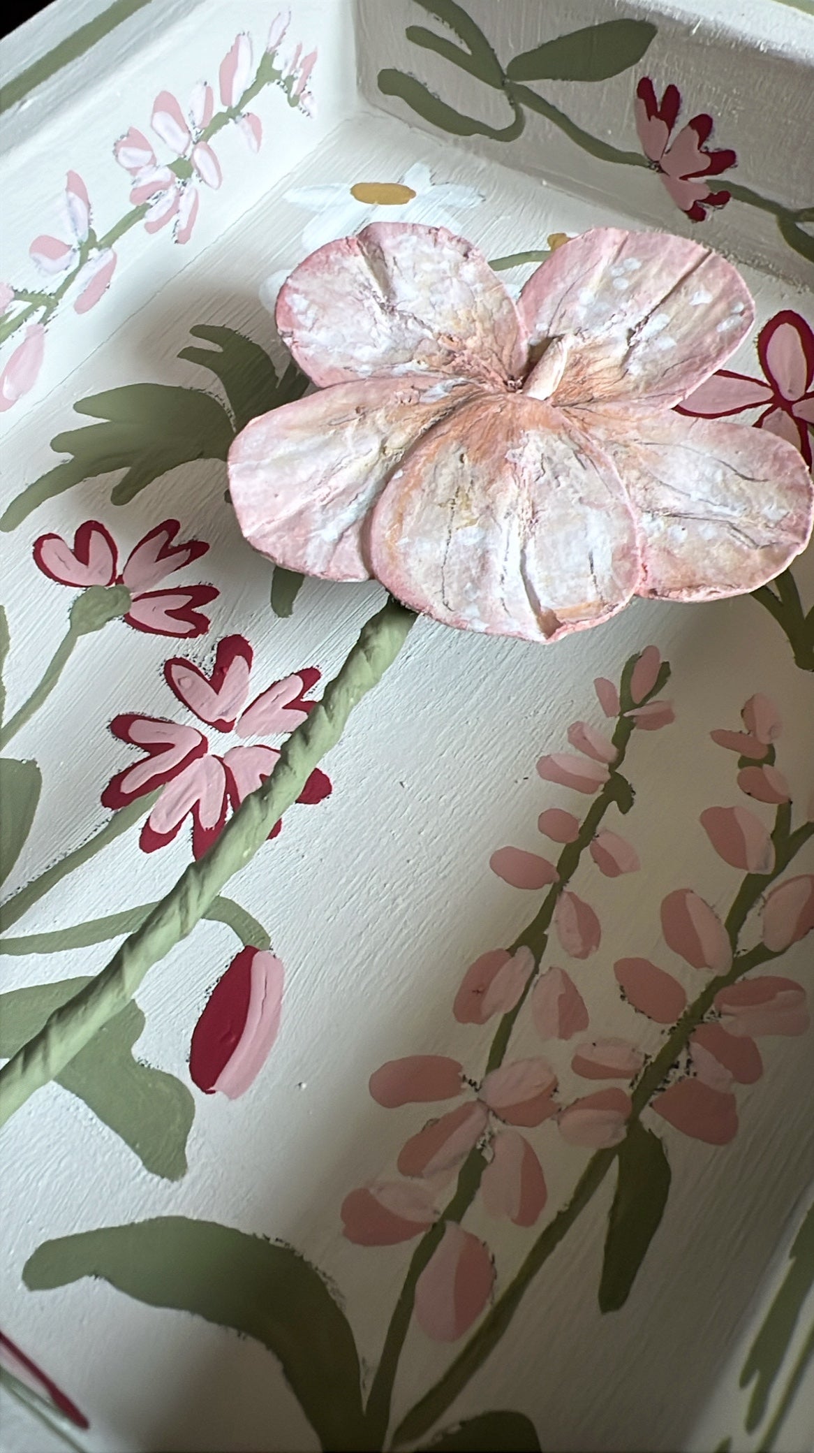 000 - Handmade Paper wild flower with painted Frame.