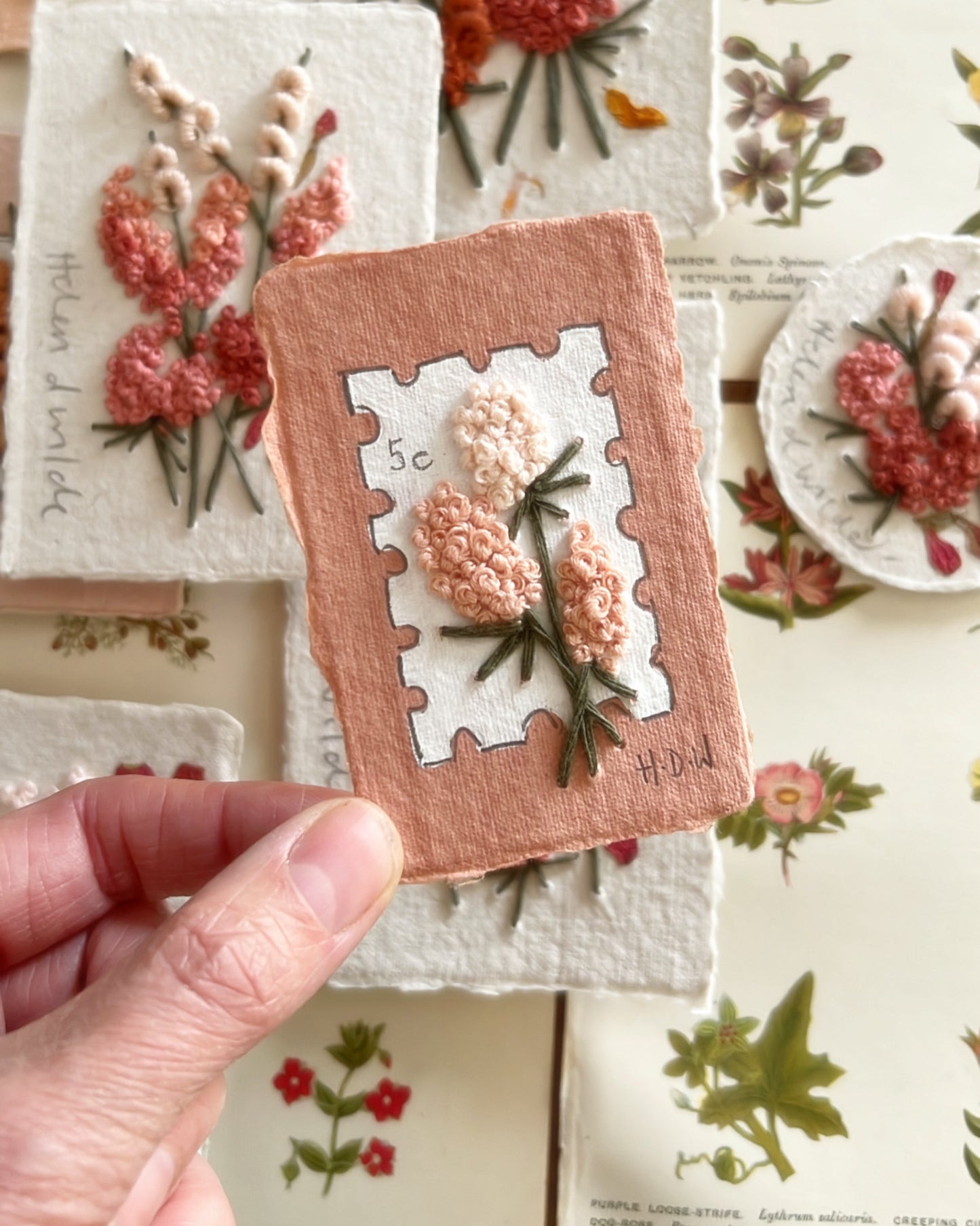 002 - Embroidered wild flowers on Handmade Paper