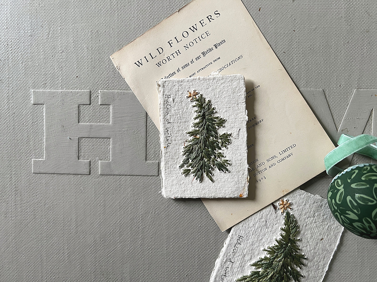 007 Hand Embroidered Paper Christmas Tree I