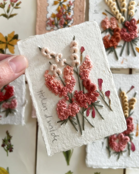 014 - Embroidered wild flowers on Handmade Paper