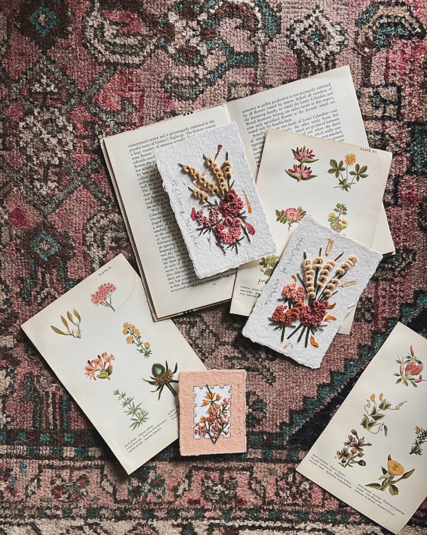 013 - Embroidered wild flowers on Handmade Paper