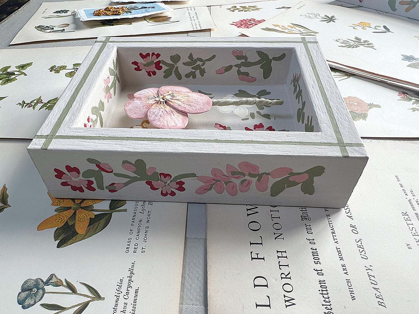 009 - Paper wild flowers with painted Frame.