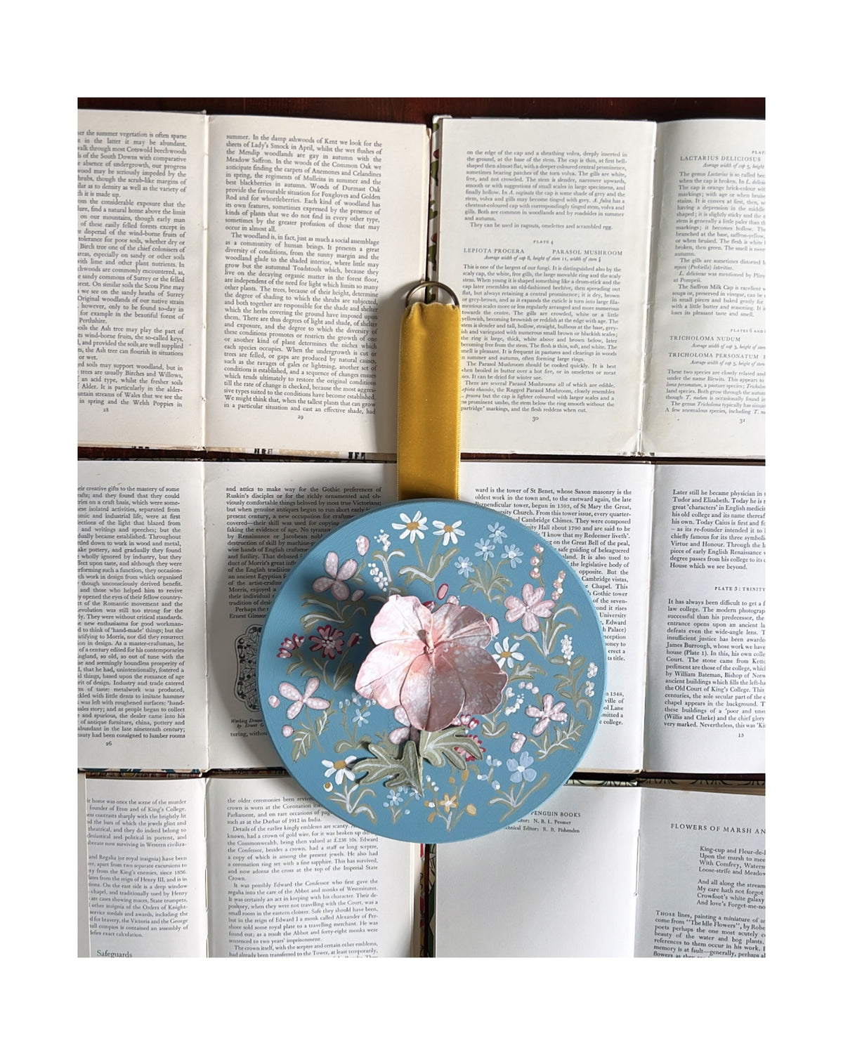 034 - Handmade Paper wild flower with painted Frame.