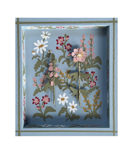 006 -Handmade Paper wild flowers with painted Frame.