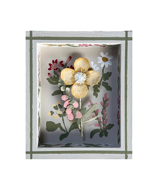 002 - Paper wild flowers with painted Frame.